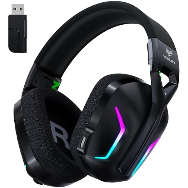 WESEARY 7.1 Wireless Gaming Headset with Microphone for PS4, PS5, PC, Switch, Mac, 2.4GHz Bluetooth Gaming Headphones with Crystal-Clear Mic, 50Hr Battery, Cool RGB