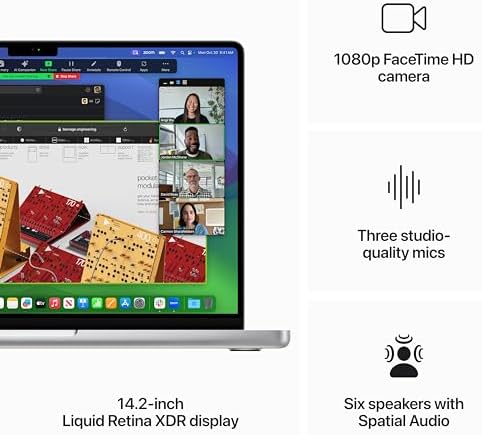 Apple 2023 MacBook Pro Laptop M3 chip with 8‑core CPU, 10‑core GPU: 14.2-inch Liquid Retina XDR Display, 8GB Unified Memory, 512GB SSD Storage. Works with iPhone/iPad; Silver