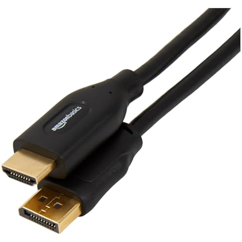 Amazon Basics DisplayPort to HDMI Display Cable, Uni-Directional, 4k@30Hz, 1920×1200, 1080p, Gold-Plated Plugs, 6 Foot, Black