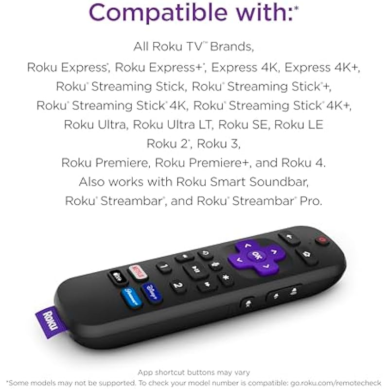 Roku Voice Remote Pro | Rechargeable TV Remote Control with Hands-free Voice Controls, Headphone Mode & Lost Remote Finder – Replacement Remote Compatible with Roku TV, Roku Players, & Roku Audio