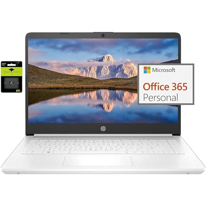 HP 14″ Ultral Light Laptop for Students and Business, Intel Quad-Core N4120, 16GB RAM, 192GB Storage(64GB eMMC+128GB Ghost Manta SD), 1 Year Office 365, Webcam, HDMI, WiFi, USB-A&C, Win 11 S