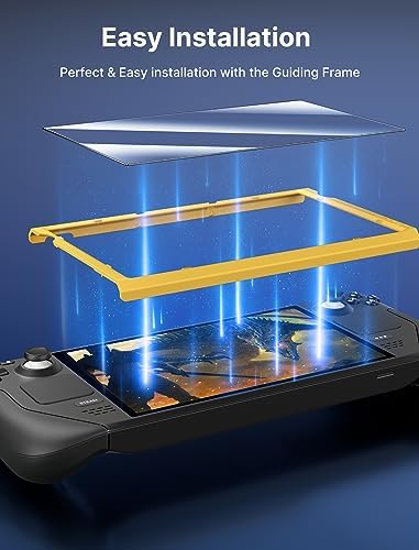 JSAUX 2-Pack Steam Deck Screen Protector, Ultra HD Glass Protector 9H Hardness Easy to Install with Guiding Frame Scratch Resistant Tempered Glass for Steam Deck/Steam Deck OLED, Come with Toolkits