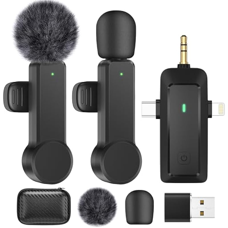 BZXZB Wireless Lavalier Microphone for iPhone Android Camera – Cordless Lapel Mics for Video Recording, Live Streaming, YouTube, TikTok, Vlog, Interview