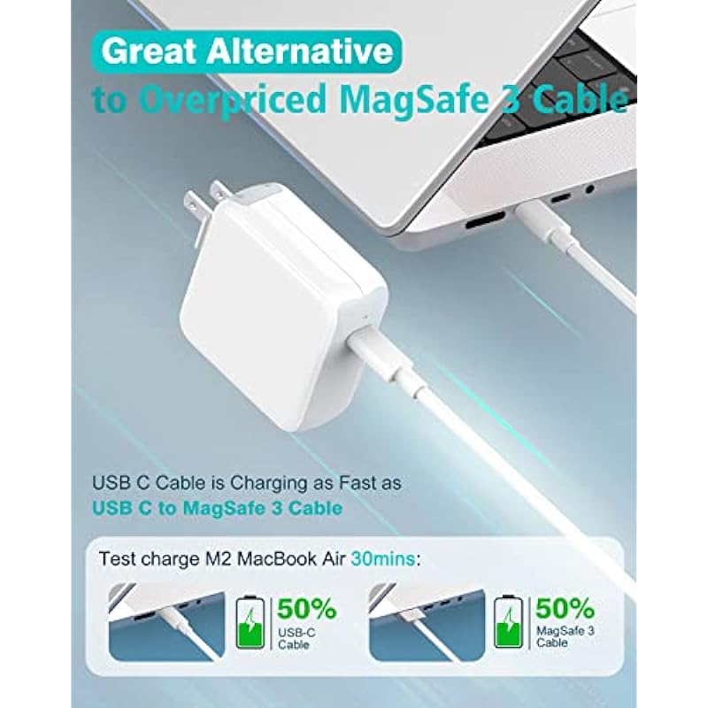 Charger for MacBook Air MacBook Pro 13 14 15 16 inch 2023 2022 2021 2020 2019 2018, M1 M2 Laptop 67W USB C Power Adapter, iPad, LED, 6.6FT USB-C Cable Charging as Fast as MagSafe 3, Original Quality