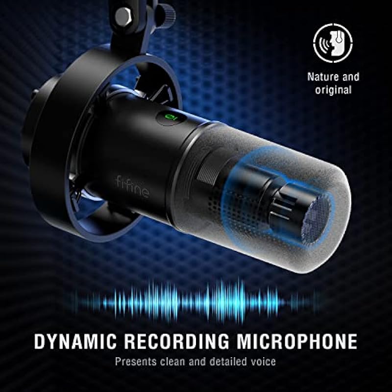 FIFINE Dynamic Microphone, XLR/USB Podcast Recording PC Microphone for Vocal Voice-Over Streaming, Studio Metal Mic with Mute, Headphone Jack, Monitoring Volume Control, Windscreen-Amplitank K688