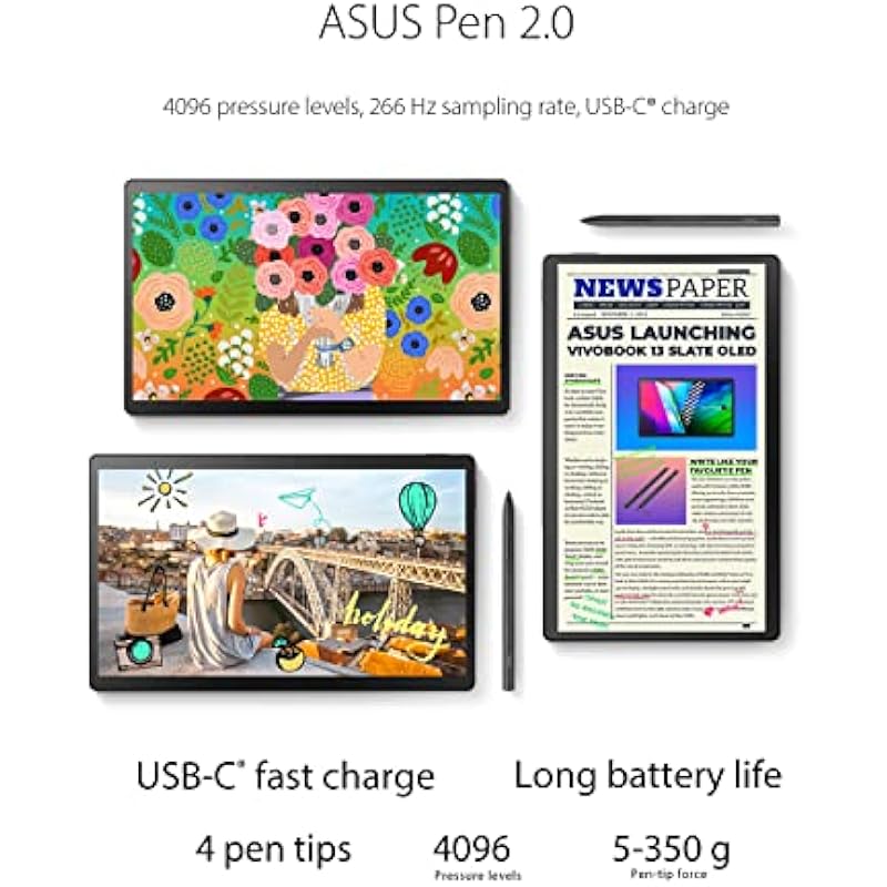 ASUS VivoBook 13 Slate OLED 2-in-1 Laptop, 13.3″ FHD OLED Touch Display, Intel Pentium N6000 Quad-Core CPU, 4GB RAM, 128GB eMMC, Windows 11 Home in S Mode, Black, T3300KA-DH21T
