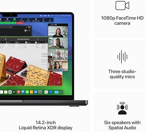 Apple 2023 MacBook Pro Laptop M3 Pro chip with 12‑core CPU, 18‑core GPU: 14.2-inch Liquid Retina XDR Display, 18GB Unified Memory, 1TB SSD Storage. Works with iPhone/iPad; Space Black