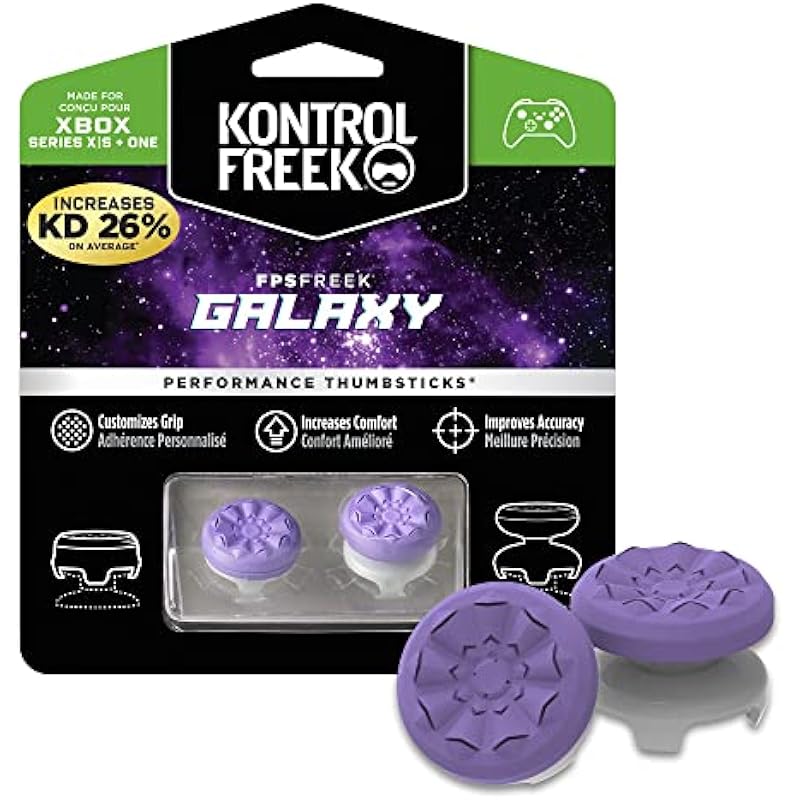 KontrolFreek FPS Freek Galaxy Purple for Xbox One and Xbox Series X Controller | 2 Performance Thumbsticks | 1 High-Rise, 1 Mid-Rise | Purple