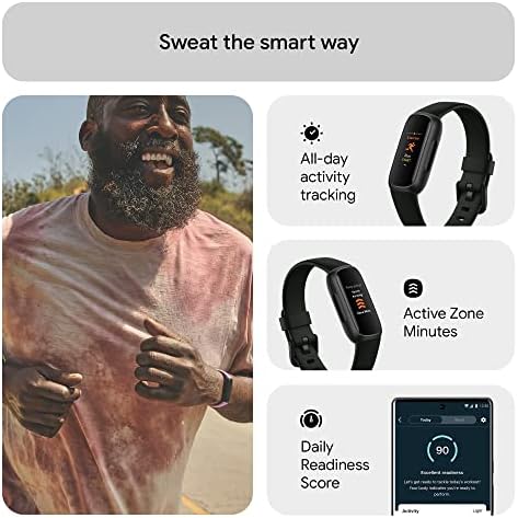 Fitbit Inspire 3 Health &-Fitness-Tracker with Stress Management, Workout Intensity, Sleep Tracking, 24/7 Heart Rate and more, Midnight Zen/Black One Size (S & L Bands Included)