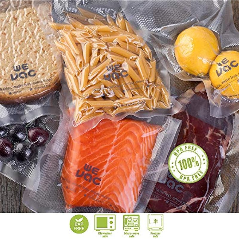 Wevac Vacuum Sealer Bags 8×50 Rolls 2 pack for Food Saver, Seal a Meal, Weston. Commercial Grade, BPA Free, Heavy Duty, Great for vac storage, Meal Prep or Sous Vide
