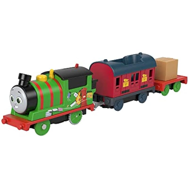 Thomas & Friends Motorized Toy Train Percy’s Mail Delivery Battery-Powered Engine with Cargo for Preschool Kids Ages 3+ Years