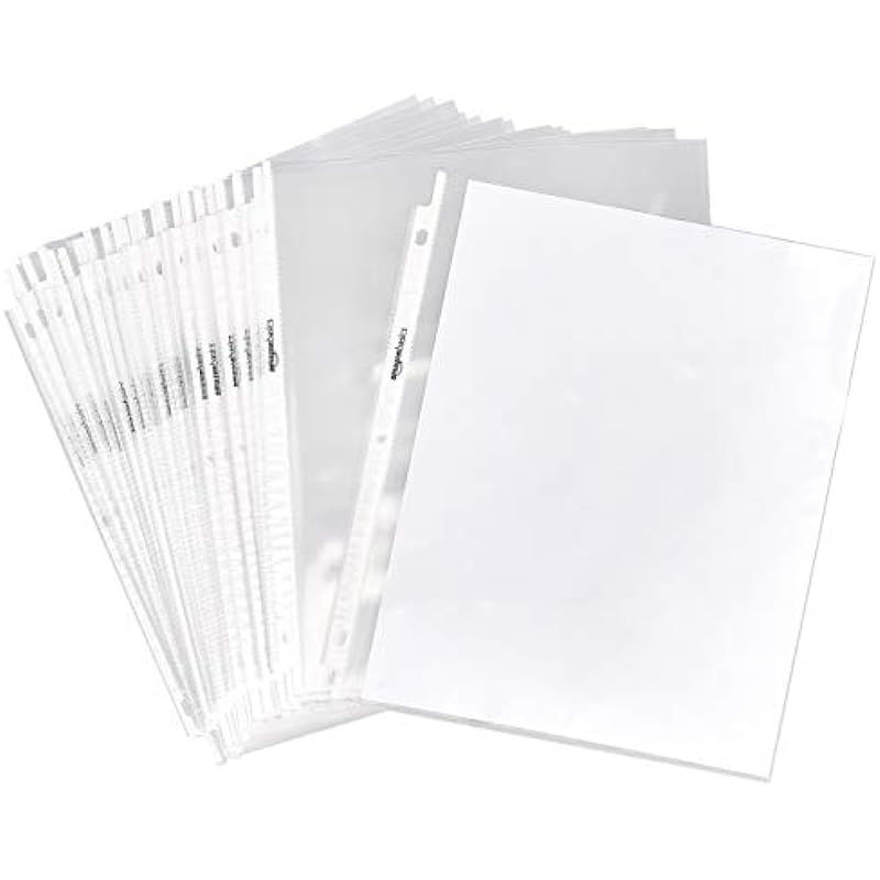 Amazon Basics Clear Sheet Protectors for 3 Ring Binder, 8.5 x 11 Inch,Polypropylene, 100-Pack