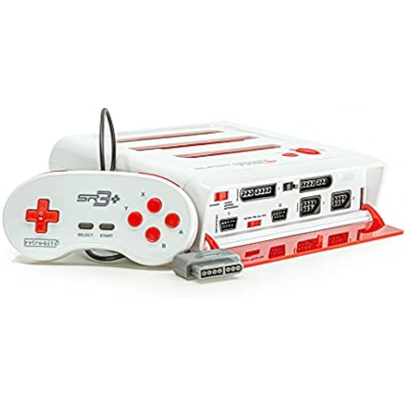 Retro-Bit Super Retro Trio HD Plus 720P 3 in 1 Console System – HDMI Port – for Original NES/SNES, Super Nintendo and Sega Genesis Games – Red/White