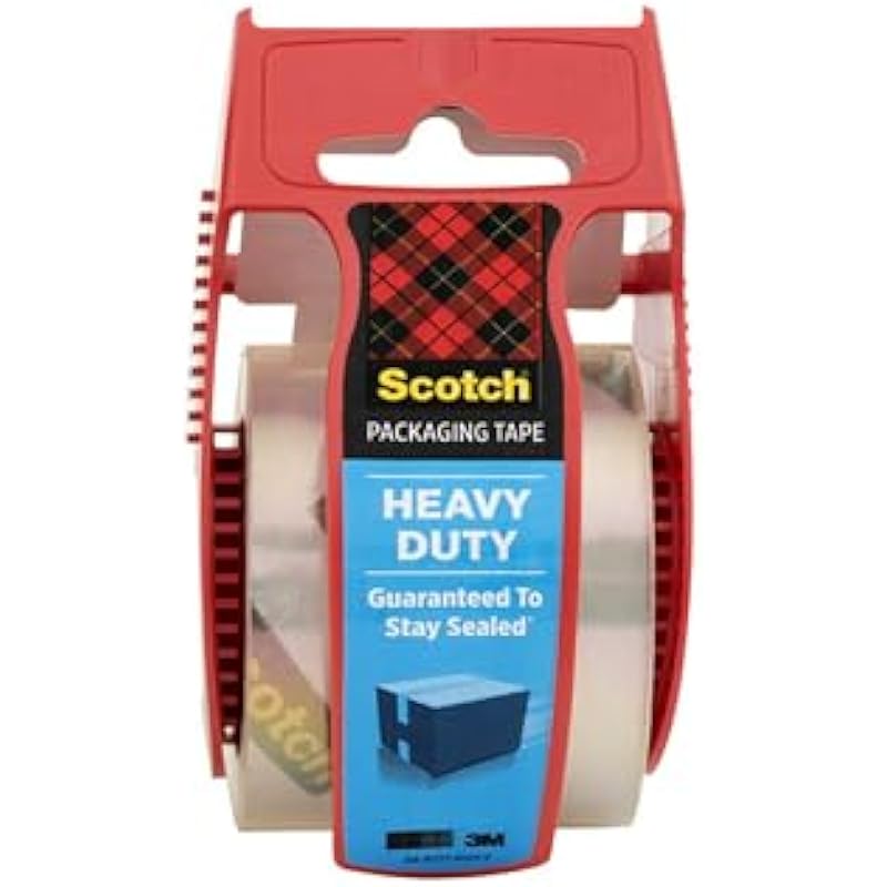 Scotch Heavy Duty Shipping Packaging Tape, 1.88″x 27.7 yd, Great for Packing, Shipping & Moving, Clear, 1 Dispensered Roll (142L)