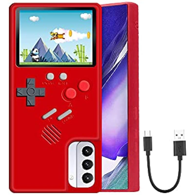 Handheld Game Console Case for Galaxy S21, Samsung S21 Gaming Case with 36 Built-in Games, Color Display Gamboy Case for S21 Red