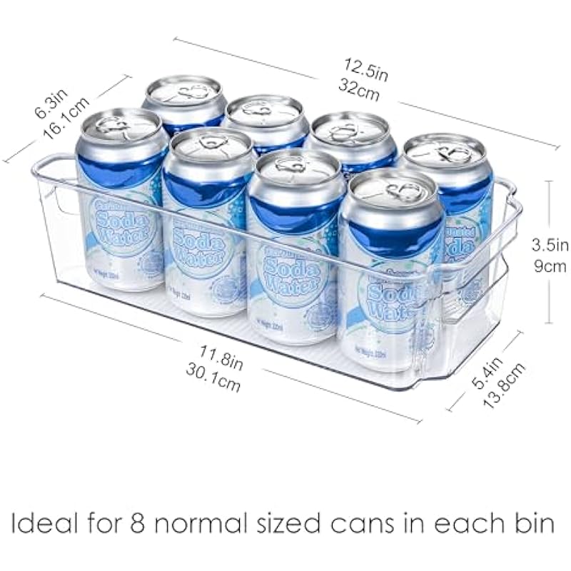 HOOJO Refrigerator Organizer Bins – 8pcs Clear Plastic Bins For Fridge, Freezer, Kitchen Cabinet, Pantry Organization, BPA Free Fridge Organizer, 12.5″ Long, Clear