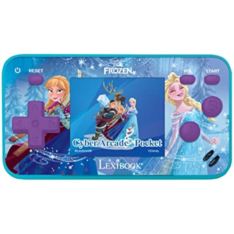 LEXiBOOK Frozen Arcade Pocket Portable Gaming Console, 150 Games, LCD, Battery Operated, Purple/Blue, JL1895FZ