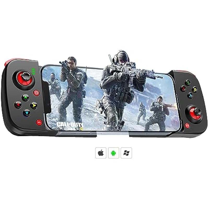 Mobile Game Controller Gamepad for iPhone iOS Android PC: Works with iPhone 15/14/13/12/11/X, iPad, Samsung Galaxy, TCL, Tablet, Call of Duty, Diablo Immortal – Directly Play (Black)
