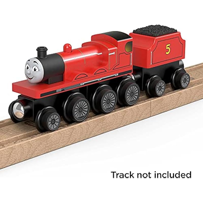 Thomas & Friends Wooden Railway Toy Train James Push-Along Wood Engine & Coal Car for Toddlers & Preschool Kids Ages 2+ Years