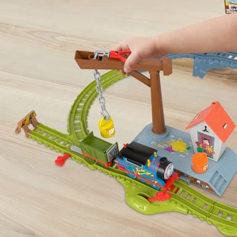 Thomas & Friends Motorized Train Set Paint Delivery with Battery Powered Thomas & Troublesome Truck for Kids Ages 3+ Years