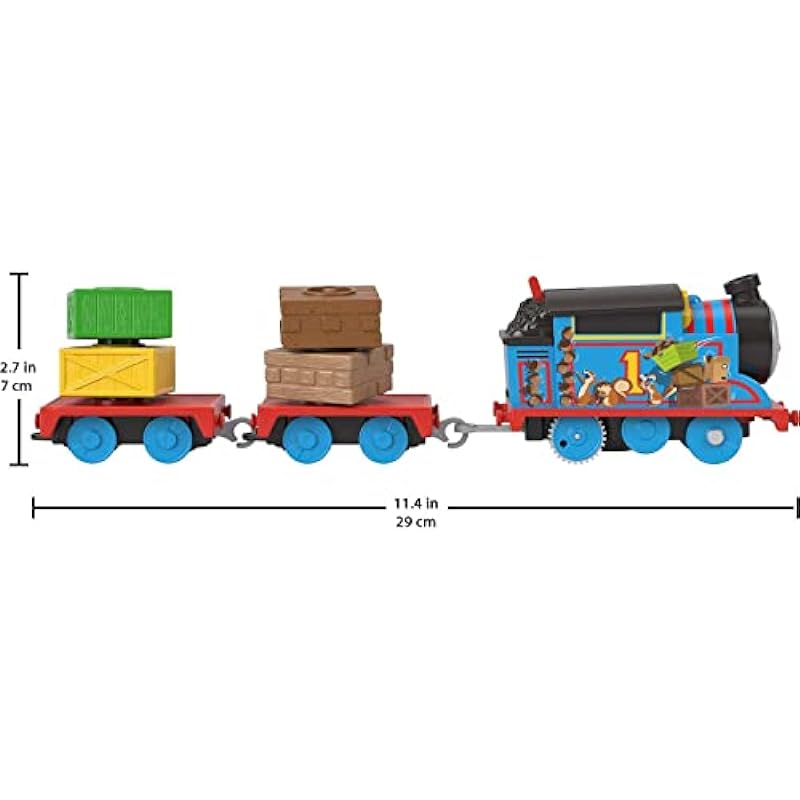Thomas & Friends Toy Train, Wobble Cargo Thomas Motorized Engine with 2 Cargo Cars for Preschool Railway Play Ages 3+ Years