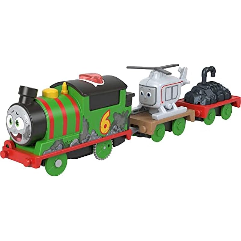 Thomas & Friends Motorized Toy Train Talking Percy Engine with Phrases & Sounds Plus Harold the Helicopter for Ages 3+ Years