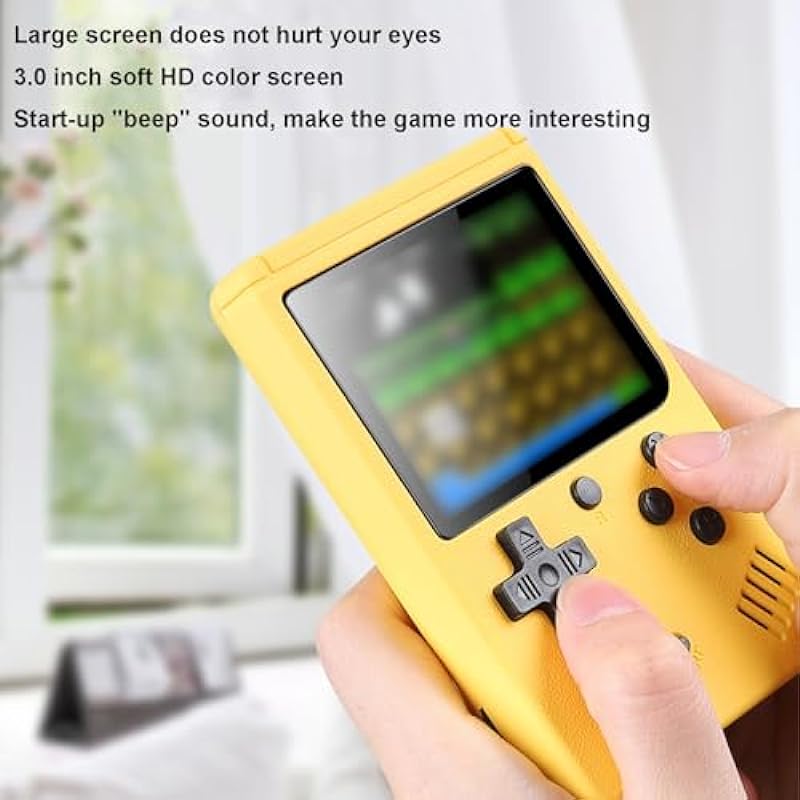 Tiny Tendo™ 400 Games Rechargeable Tinytendo Handheld Console Supports TV Output and Two-Player Mode Built-in 400 Games for Kids and Adults (Yellow)