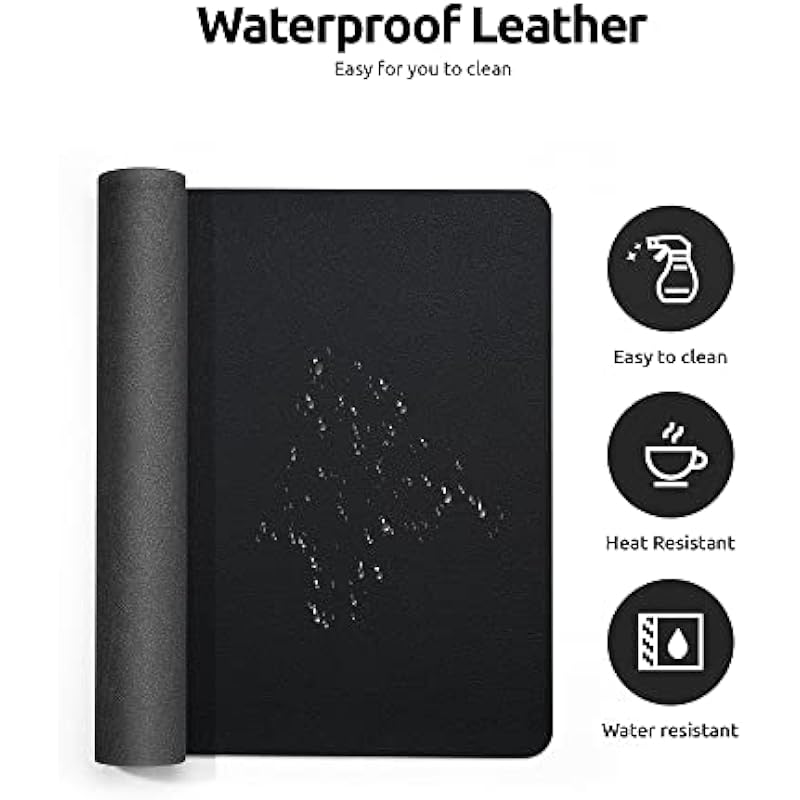 YSAGi Leather Desk Pad Protector, Office Desk Mat, Large Mouse Pad, Non-Slip PU Leather Desk Blotter, Laptop Desk Pad, Waterproof Desk Writing Pad for Office and Home (23.6″ x 13.8″, Black)