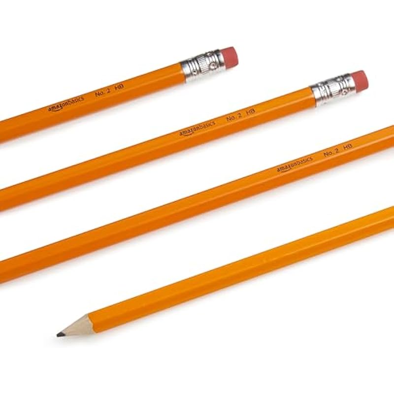 Amazon Basics Woodcased #2 Pencils, Pre-sharpened, HB Lead Bulk Box, 150 Count, Yellow