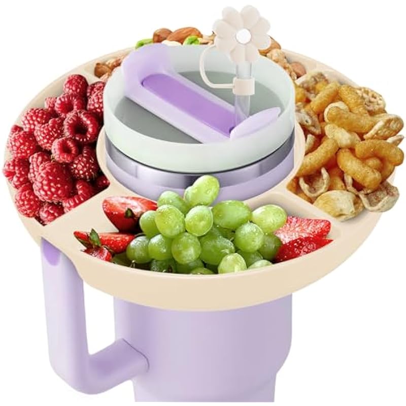 Stanley Cup 40 oz Snack Bowl with Handle, Compatible with Stanley Cup 40 oz Snack Bowl with Handle, Reusable Snack Bowl, Stanley Accessories, Silicone (White Snack Bowl)