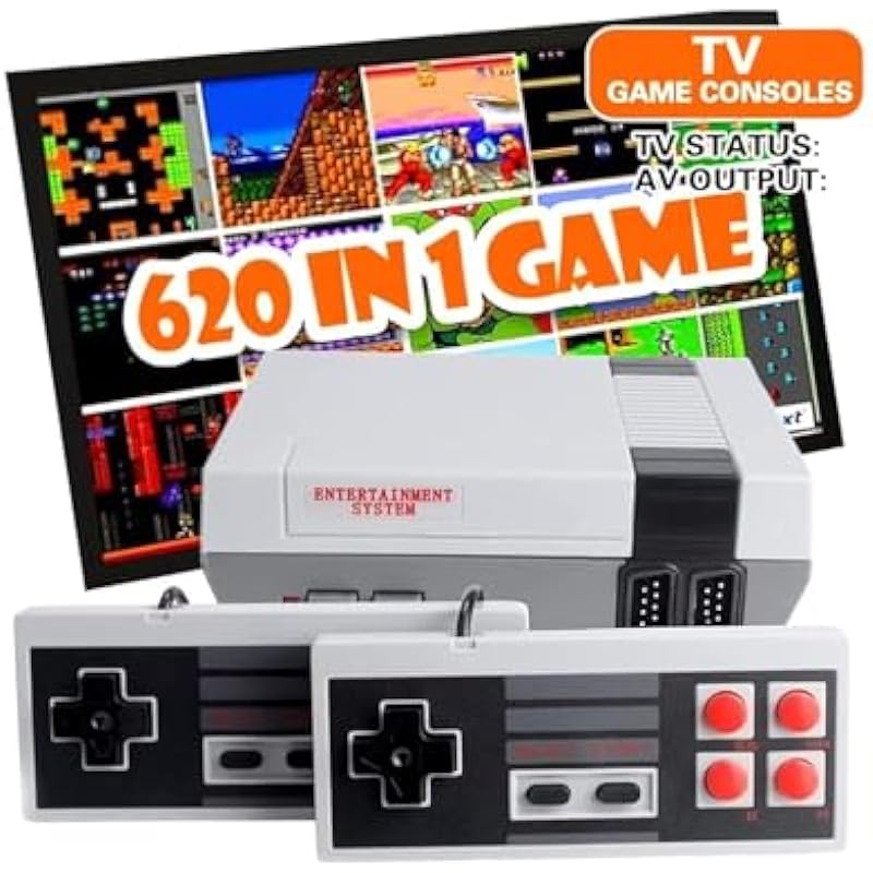 Classic Mini Retro Game System, 8-Bit Retro Video Game System with +600 Classic Old-School Games Built-in, 2 Player Console for Adults and Kids. Perfect Christmas, Birthday, or Valentines Day Gift