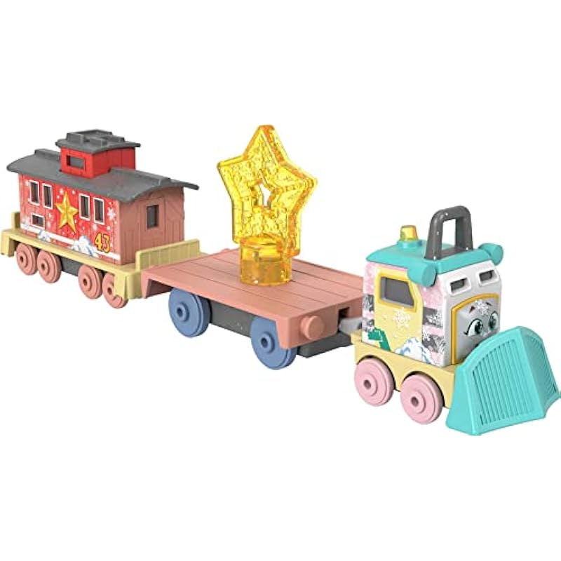 ​Thomas & Friends Diecast Toy Train, Shivery Delivery Sandy the Rail Speeder & Brake Car Bruno for Preschool Kids Ages 3+ Years