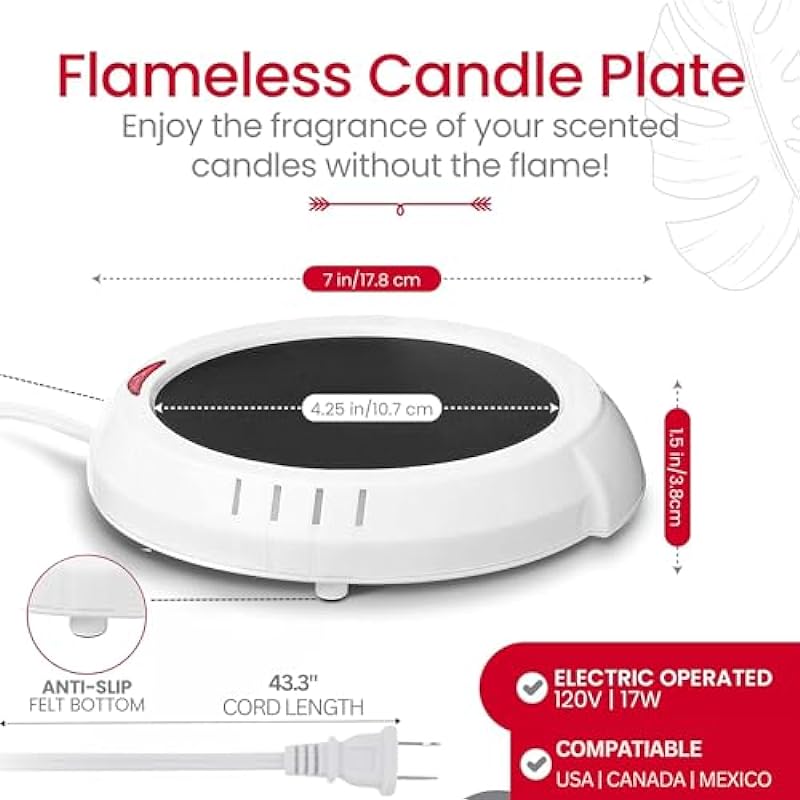 Candle Warmer Plate Safely Releases Scents Without a Flame- Used as Candle Jar Warmer, Candle Melter, Coffee Warmer, Mug Warmer, Cup Warmer in Your Home & Office, 1 Pack, White