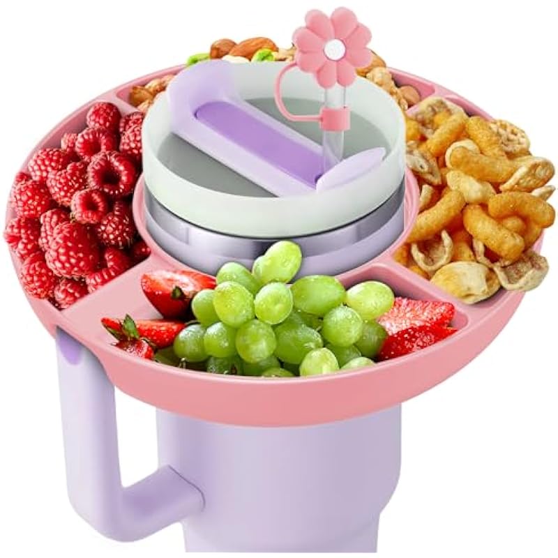 Stanley Cup 40 oz Snack Bowl with Handle, Compatible with Stanley Cup 40 oz Snack Bowl with Handle, Reusable Snack Bowl, Stanley Accessories, Silicone (Pink Snack Bowl)