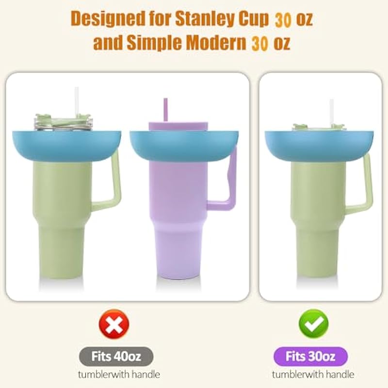 Stanley Cup 30 oz Snack Bowl with Handle, Compatible with Stanley Cup 30 oz Snack Bowl with Handle, Reusable Snack Bowl, Stanley Accessories, Silicone (Orange Snack Bowl)