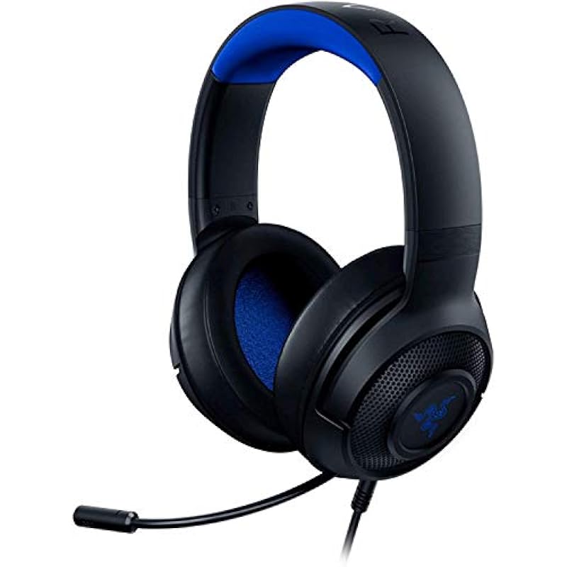 Razer Kraken X Ultralight Gaming Headset: 7.1 Surround Sound – Lightweight Aluminum Frame – Bendable Cardioid Microphone – for PC, PS4, PS5, Switch, Xbox One, Xbox Series X|S, Mobile – Black/Blue