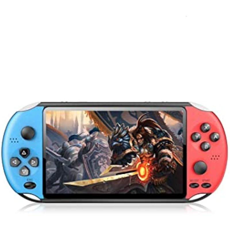 New 5.1-inch Retro Video Game Console Build in 4800 Games of 9 emulators Handheld Portable Game Console Supports MP3/MP4/E-book with Rechargeable Lithium Battery mp3 mp4(Bluered)