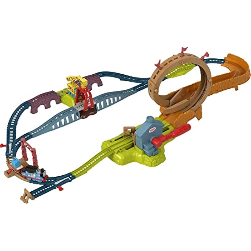 Thomas & Friends Toy Train Set Loop & Launch Maintenance Yard with Thomas Motorized Engine & Carly The Crane for Kids Ages 3+ Years