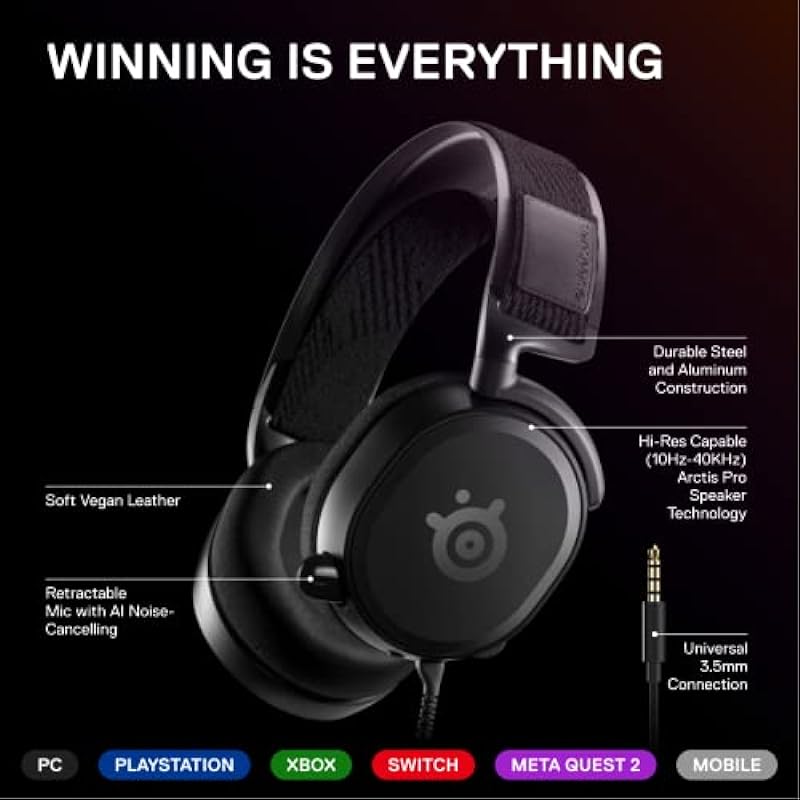 SteelSeries Arctis Prime – Competitive Gaming Headset – High Fidelity Audio Drivers – Multiplatform Compatibility,Black