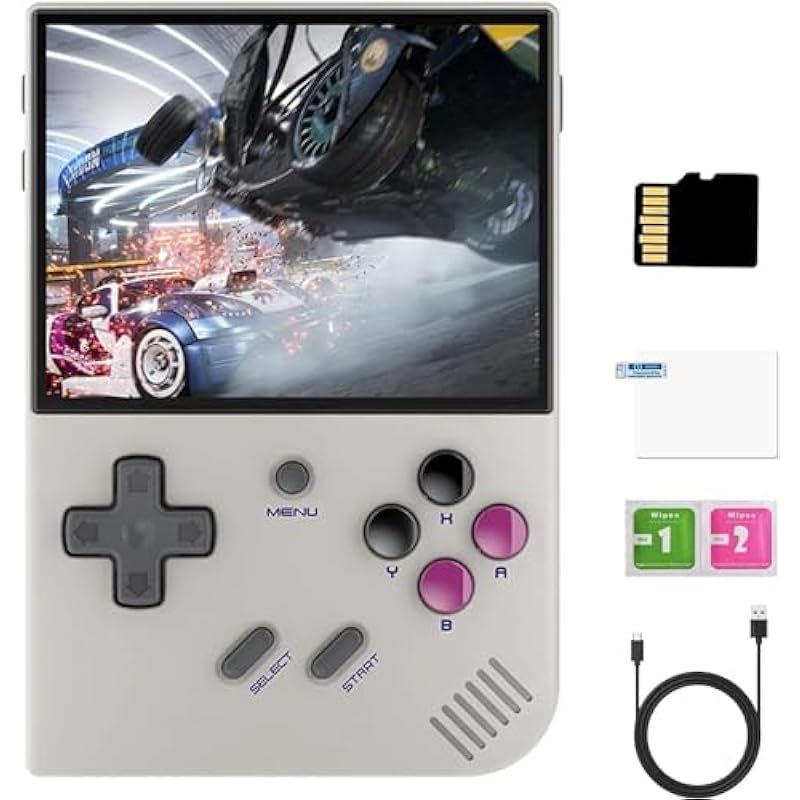 RG35XX Plus Handheld Game Console, 3.5 in IPS Screen Retro Video Game Console with 64+128G TF Card & 10000+ Games, Built-in 3300mAH Battery, Support 5G WiFi and Bluetooth 4.2