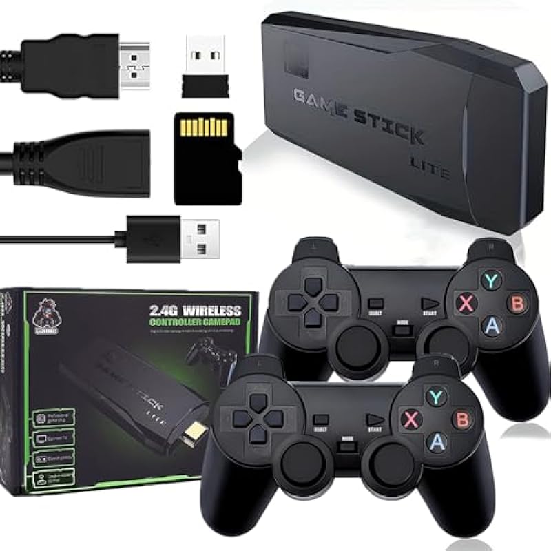 Retro Game Console – Nostalgia Stick Game – Wireless Retro Play Game Stick,Plug and Play Video Game Stick Built in 20000+ Games,4K HDMI Output,9 Classic Emulators,with Dual 2.4G Wireless Controllers