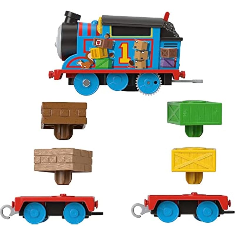 Thomas & Friends Toy Train, Wobble Cargo Thomas Motorized Engine with 2 Cargo Cars for Preschool Railway Play Ages 3+ Years