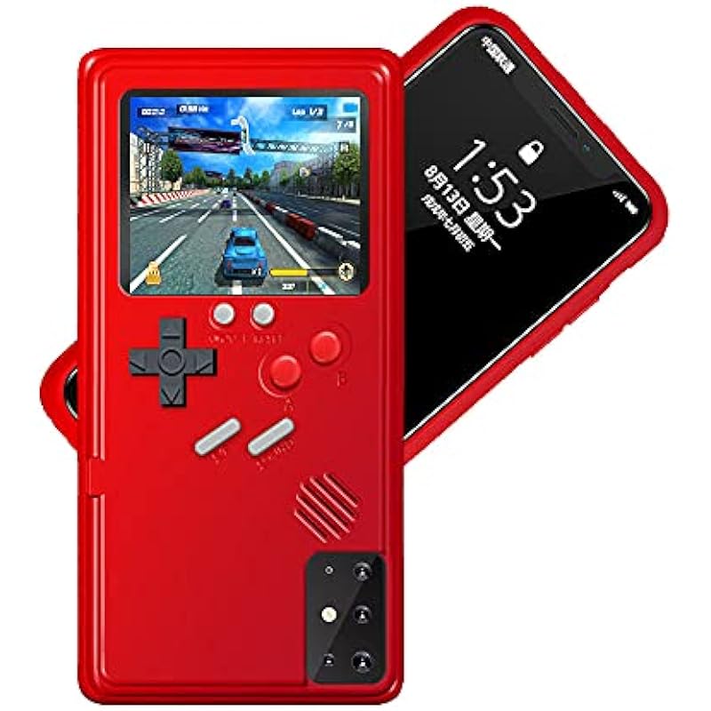 Handheld Game Console Case for Galaxy S21, Samsung S21 Gaming Case with 36 Built-in Games, Color Display Gamboy Case for S21 Red