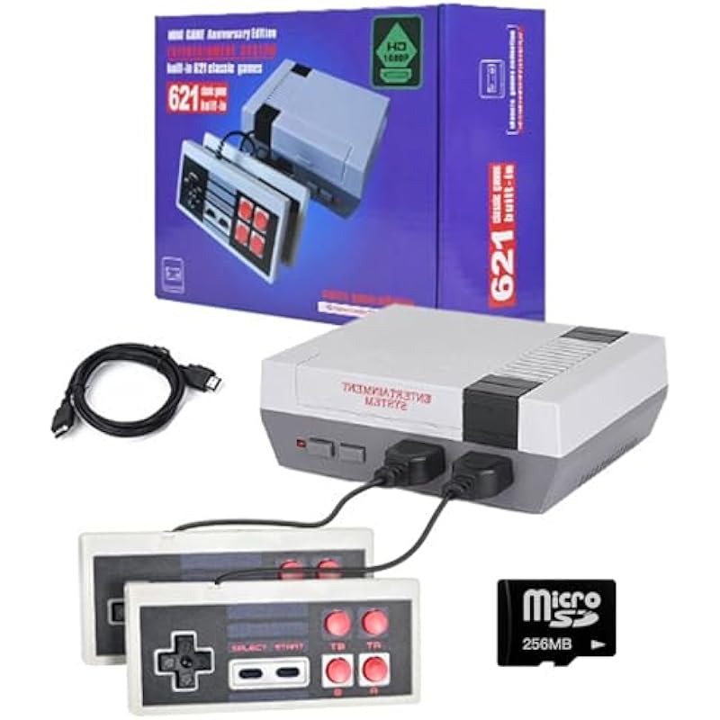 Retro Console Game, Video Game Emulator with TF Card Slot for Game Saves & Download, Built-in 621 Retro Play, 1080P HD HDMI Output Connection More Stable for Kids & Adults As Gift