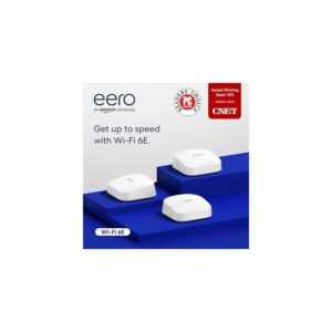 Amazon eero Pro 6E mesh Wi-Fi System | Fast and reliable gigabit + speeds | supports blazing fast gaming | Coverage up to 6,000 sq. ft. | 3-pack, 2022 release