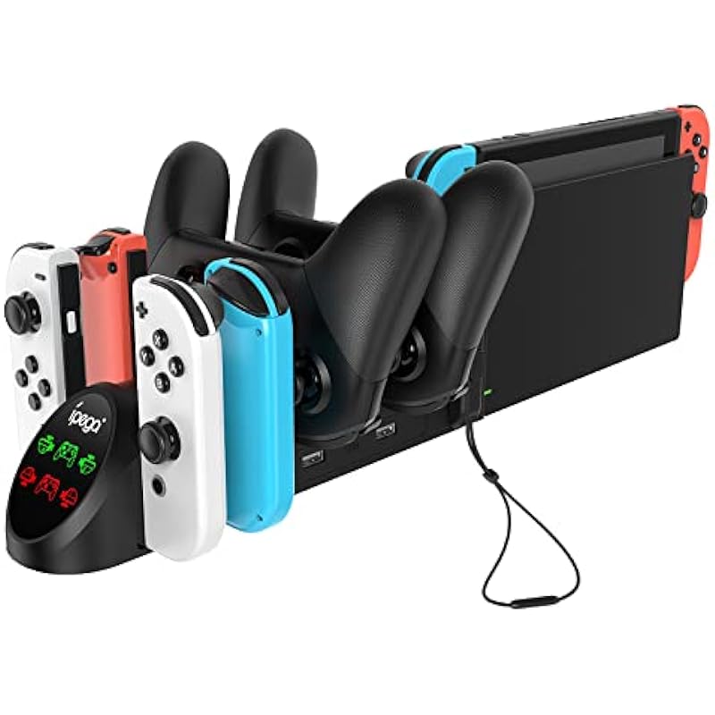 Charger Station for Switch/Switch OLED Model Joy Con and for Switch Pro Controllers Charging Dock with USB 2.0 Plug and Ports, Only for Switch Pro Controller