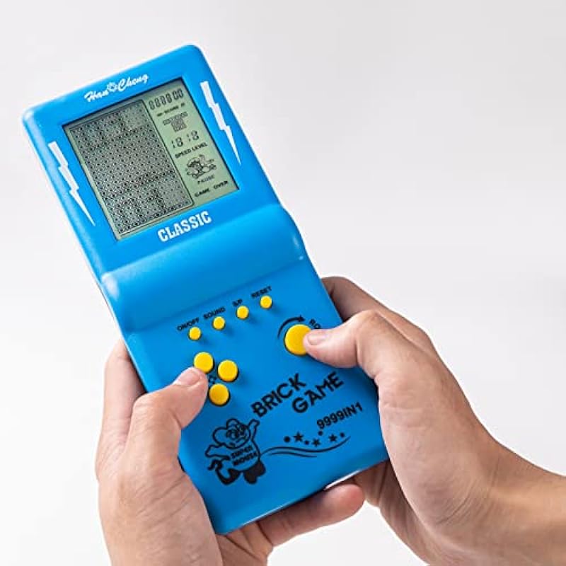 Brick Game Console, Retro Handheld Game Console,Tank/Racing/Building Block Game,3.5-inch Large Screen,Built-in 23 Games(Blue)