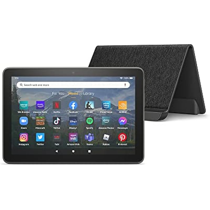 Amazon Fire HD 8 Plus tablet, 8” HD Display, 32 GB, 3GB RAM, 30% faster processor, and Made for Amazon Wireless Charging Dock, (2022 release), Gray