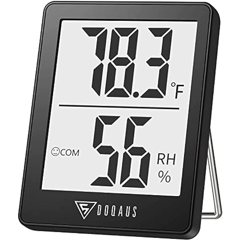 DOQAUS Digital Hygrometer Indoor Thermometer Humidity Meter Room Thermometer with 5s Fast Refresh Accurate Temperature Humidity Monitor for Home, Bedroom, Baby Room, Office, Greenhouse, Cellar (Black)