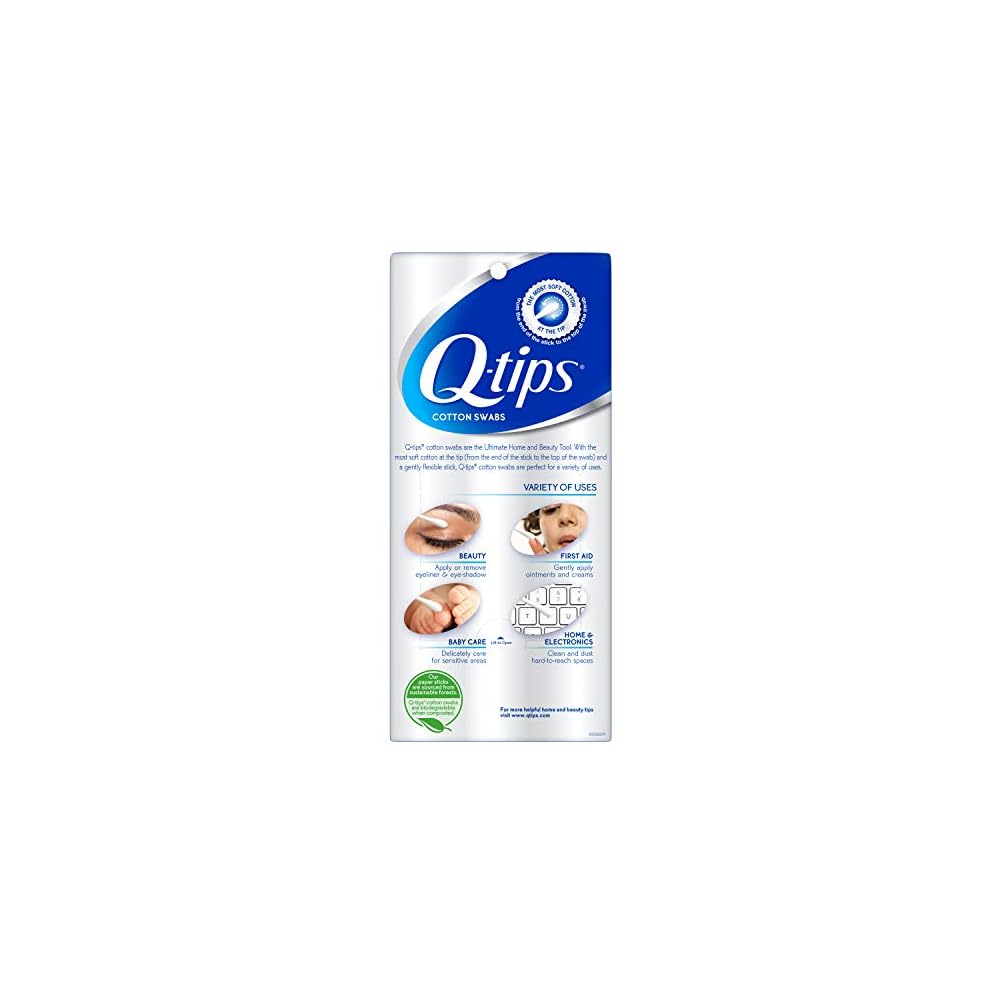 Q-tips Cotton Swabs For Hygiene and Beauty Care Original Cotton Swab Made With 100% Cotton 625 Count, WHITE